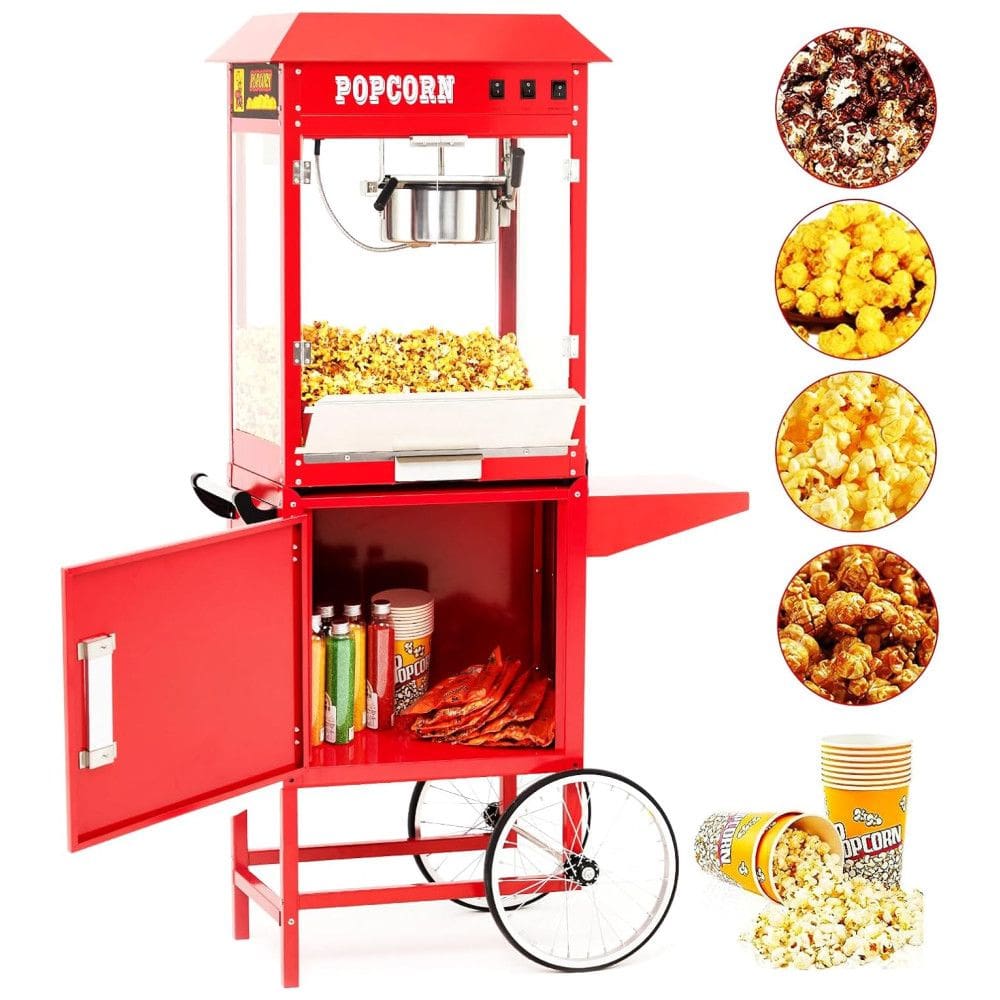Carrinho de Pipoca Retro Profissional com Panela de 236 mL, Faz até 60 Xicaras em 3 Min, 110V, RIEDHOFF, Vermelho