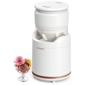 Máquina de Sorvete Recarregável 550mL com Desligamento Automático, Tigela Duplamente Isolada, Sem BPA e Fácil de Limpar, 110V, BRIOBITE, Branca