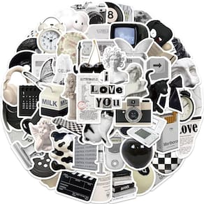 Pacote de adesivos Eikecy Aesthetic em preto e branco, 60 unidades