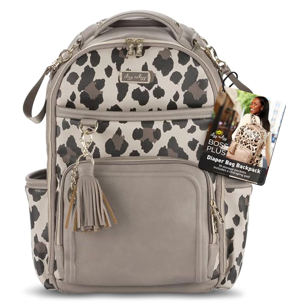 Mochila para fraldas Itzy Ritzy Boss Plus com estampa de leopardo