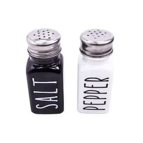 Kit Saleiro E Pimenteiro De Vidro Sal E Pimenta - Preto e Branco
