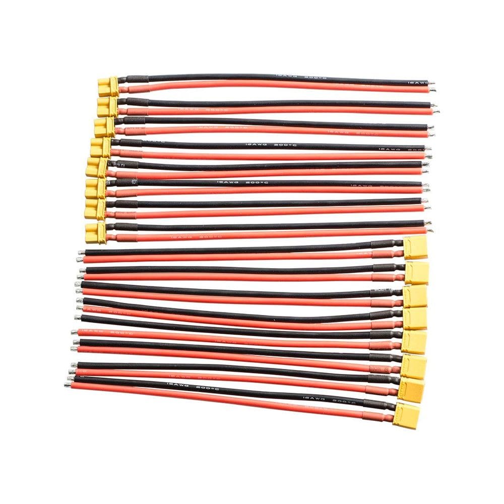 Conector XT30 macho fêmea com fio de silicone 16AWG de 150 mm