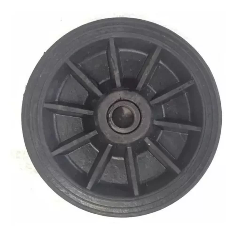 Roda Borracha Maciça Integral 9` Eixo Furo Bucha 7/8