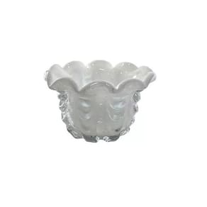 Centro De Mesa De Vidro Murano Torcello 18x18x12cm - Jolitex - Branco Leitoso