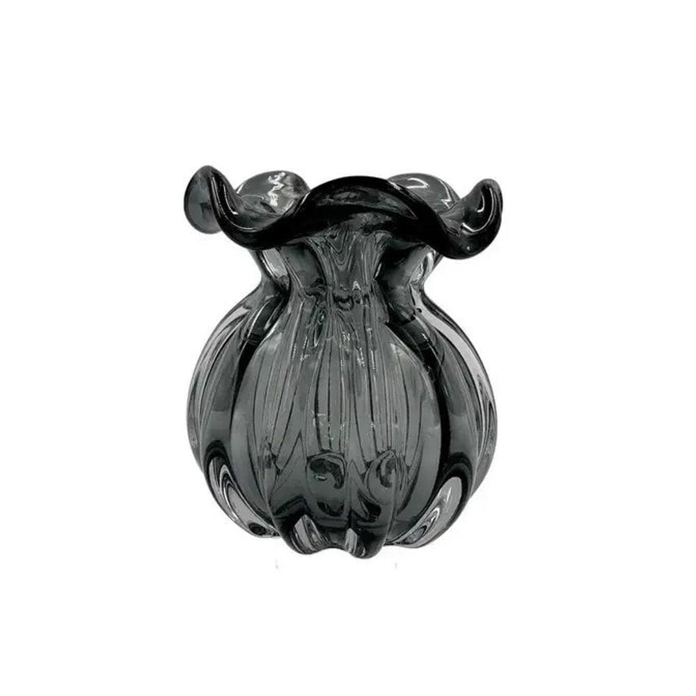 Vaso De Vidro Murano Trouxinha Veneza 12x14cm - Jolitex - Cinza