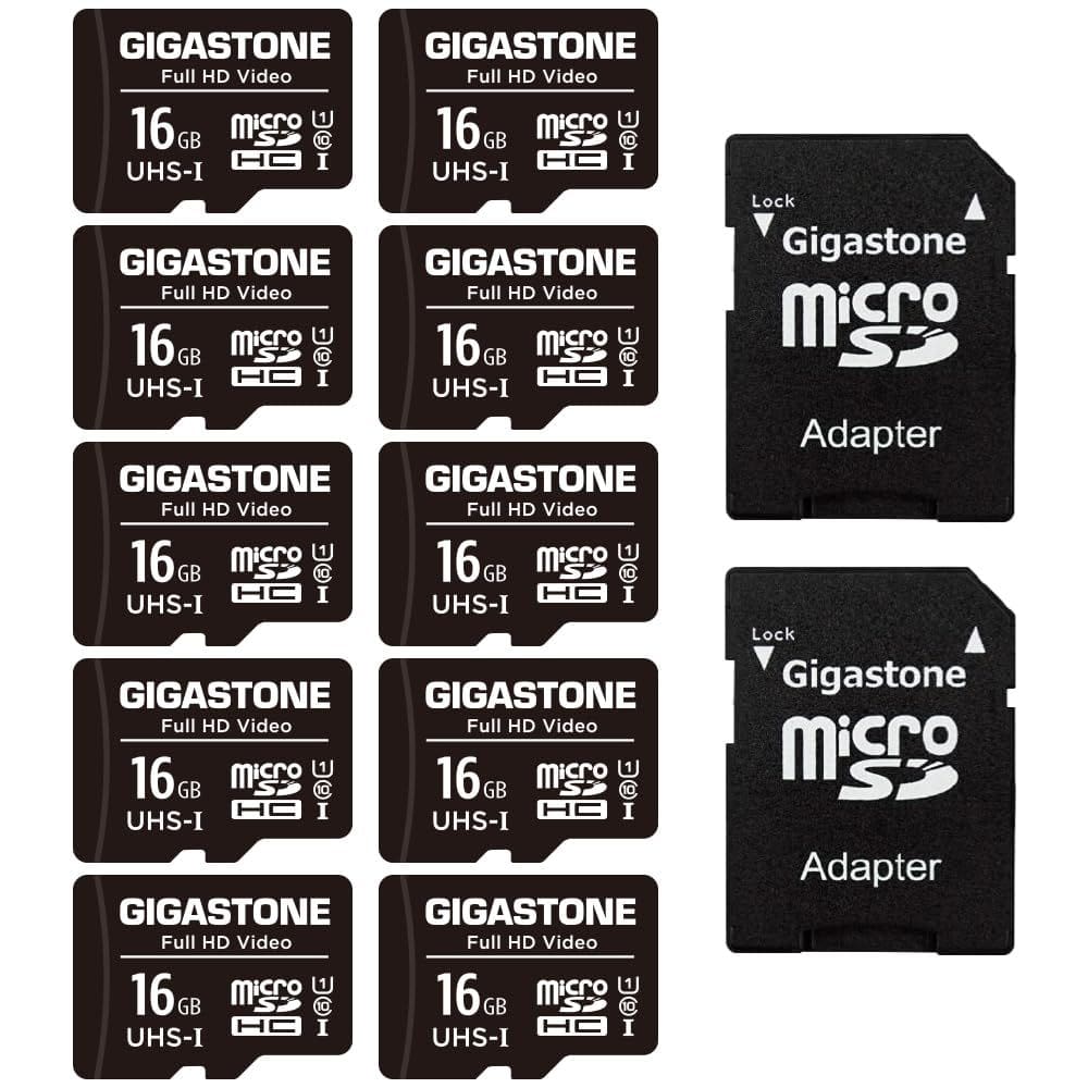 Cartão Micro SD Gigastone 16GB, pacote com 10 vídeos FHD de 85 MB/s