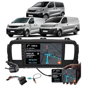 Multimídia 9" Polegadas Jumpy Expert Scudo 2021 em diante + Câmera de Ré + Moldura + Chicote e Adaptador de Antena