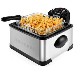 Fritadeira Elétrica Industrial a Óleo 4.5L com Controle de Temperatura, 1700W, Aço Inox, 110v, CHEFMAN 4.5 Liter Deep Fryer, Cinza