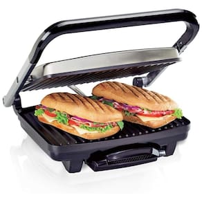 Sanduicheira, Panini Antiaderente Aço Inox, 110v, HAMILTON BEACH 25410, Prateado