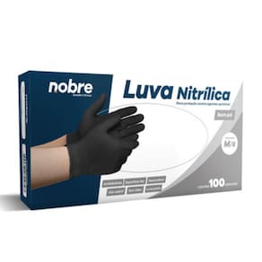 Luva Nitrílica sem Pó Caixa com 100 unidades M Preta Nobre