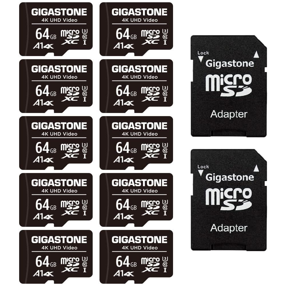 Cartão Micro SD Gigastone 64GB, pacote com 10 vídeos 4K UHD de 90 MB/s