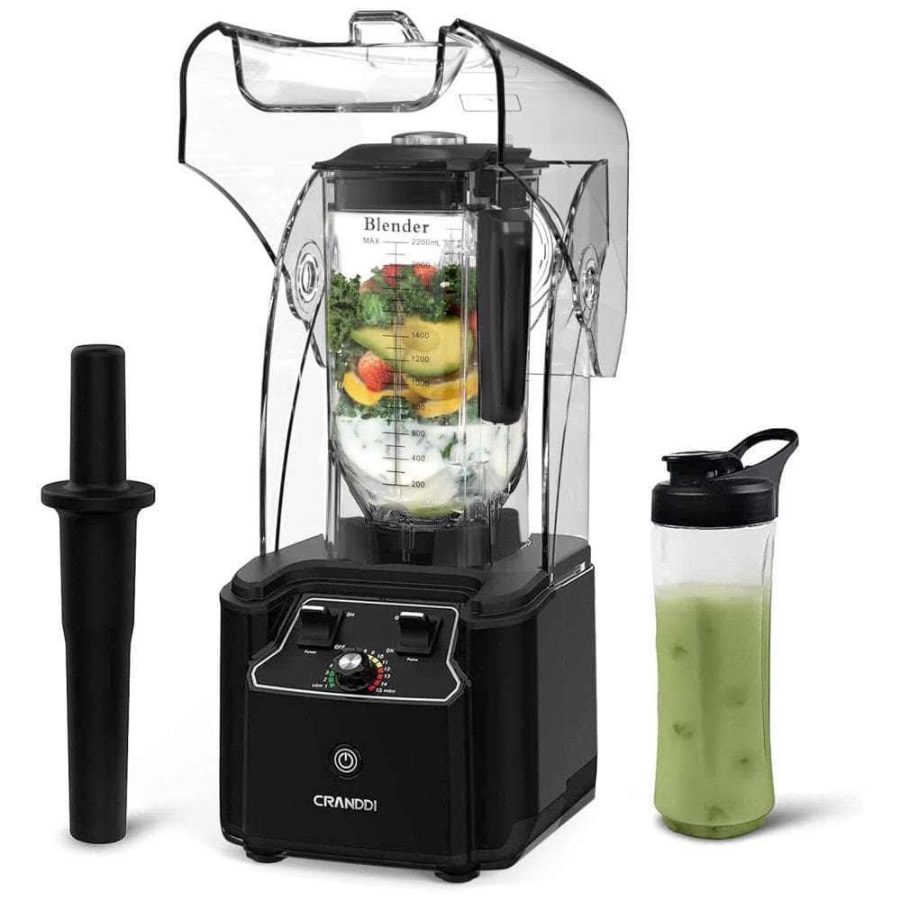 Liquidificador de Escudo Silencioso com Base de 2200W, CRANDDI KND K90 B New, Preto
