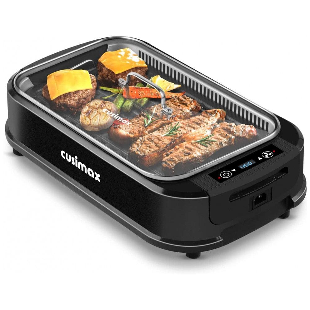CUSIMAX Churrasqueira Elétrica Portátil, com Antiaderente, 1500W, 110V, Preta