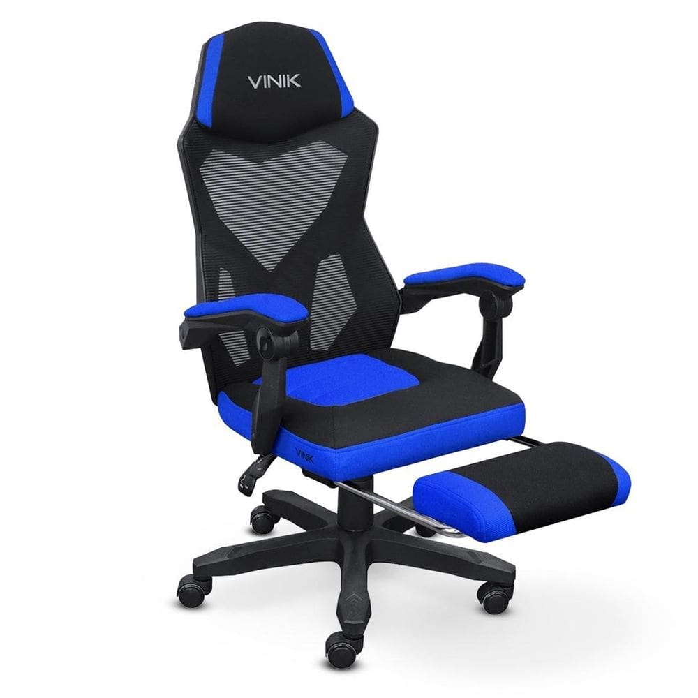 Cadeira Gamer Escritório Com Inclinação Preta Com Azul