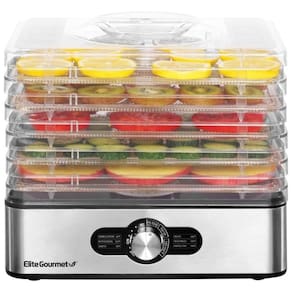 Desidratador de Alimentos com 5 Bandejas, Painel Digital de Controle, 110v, ELITE GOURMET EFD3321, Prateado