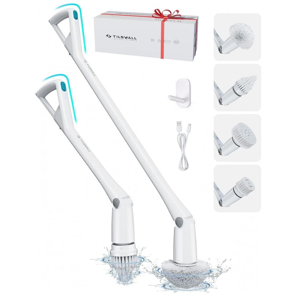 Vassoura Elétrica Rotativa 360 sem Fio com Cabo Flexível e 4 Acessórios, Branca, 110v, TILSWALL M3, Branco