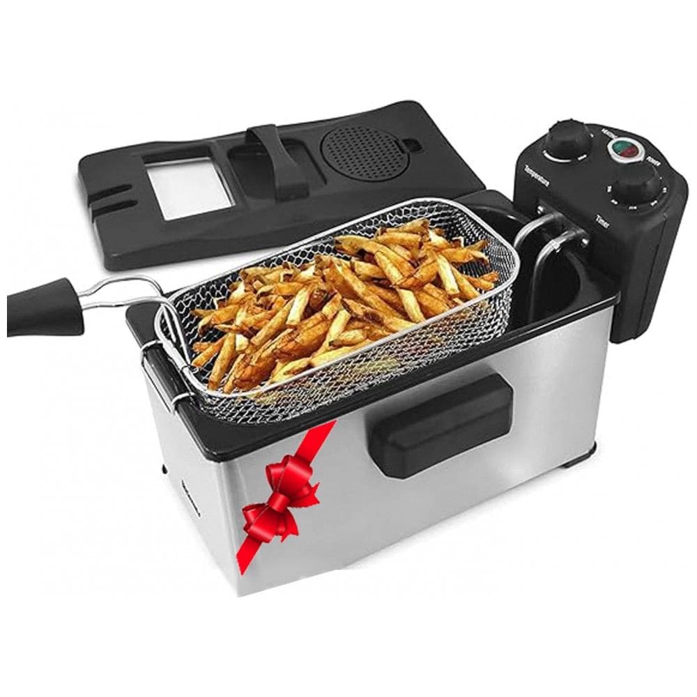 Maxi Matic Fritadeira Elétrica 3L Profissional, Aço Inoxidável, 1500W, 110v, ELITE GOURMET EDF 3500, Prateado