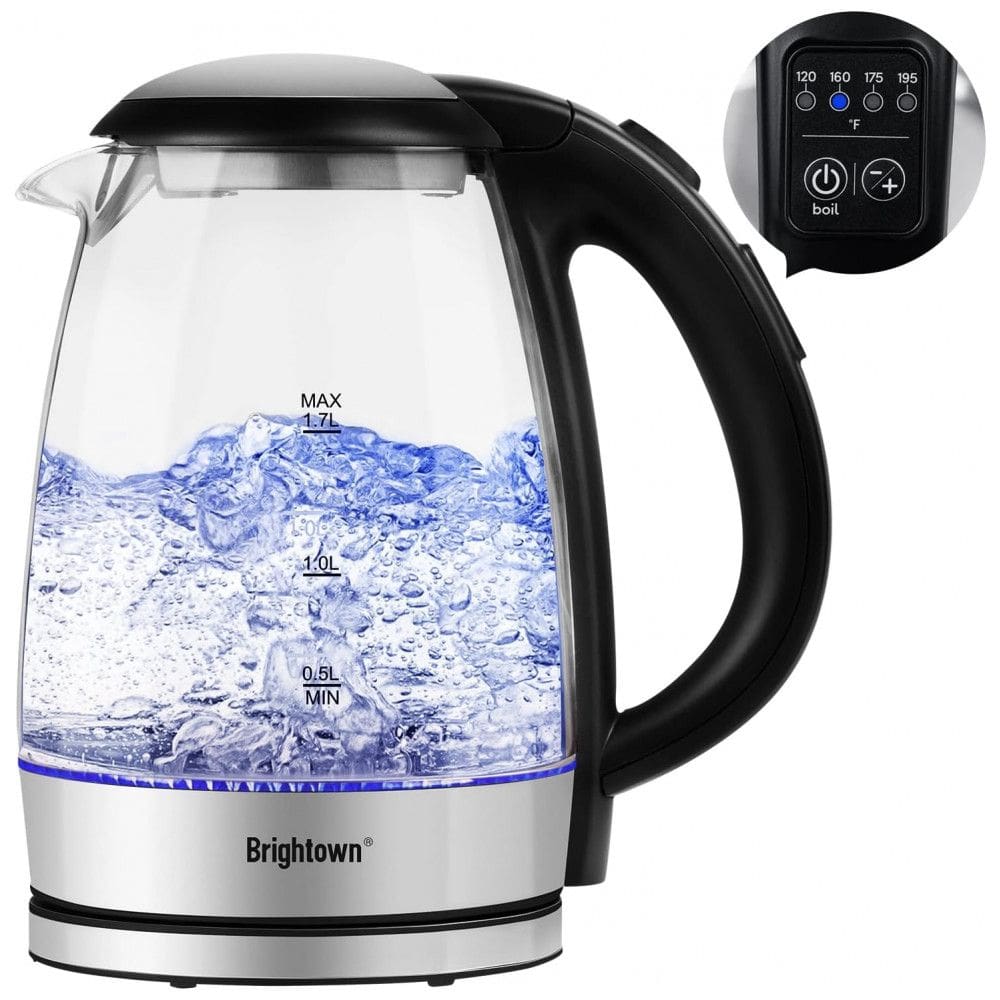 Chaleira Elétrica 1.7L com Desligamento Automático, Aço Inoxidável, 1500W, 110v, BRIGHTOWN, Preto
