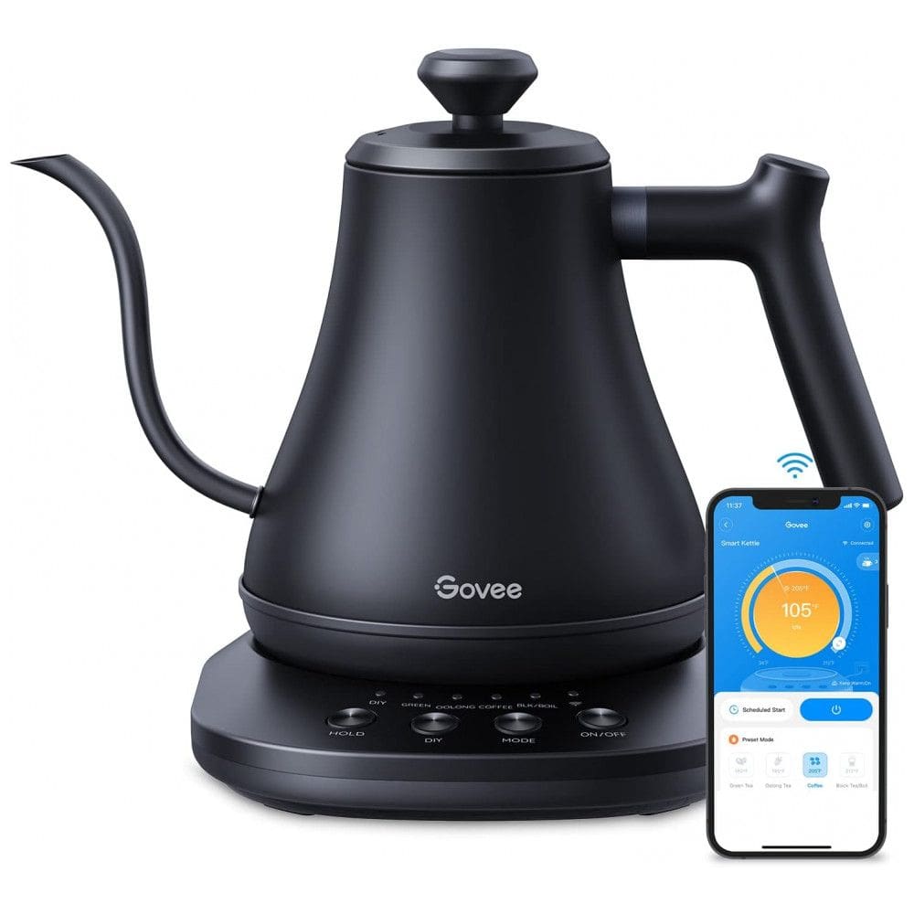 Chaleira Elétrica Inteligente 800 mL com Wi Fi e Controle de Voz Alexa, Aço Inoxidável, 110v, GOVEE H7170111, Preto