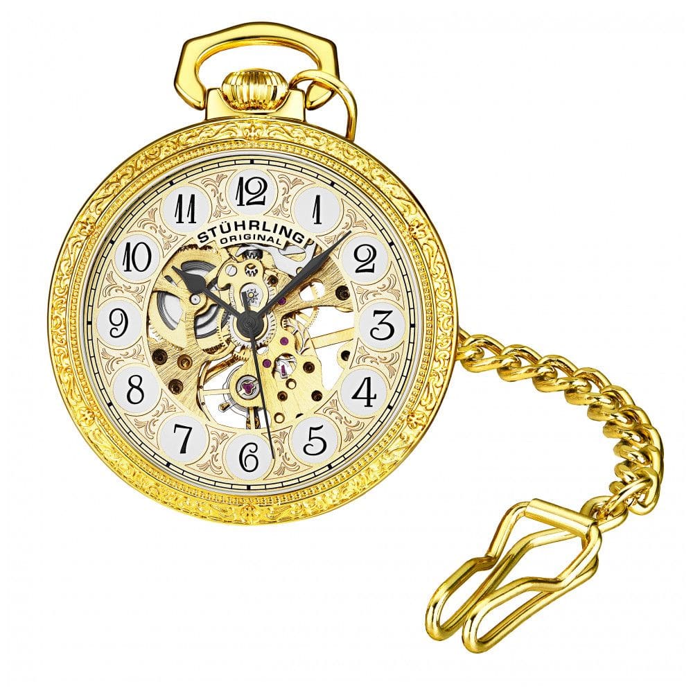 Relógio de Bolso Masculino Stuhrling Jove 986 Quartzo 48mm, Dourado