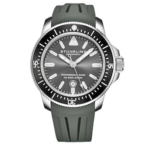 Relgio Masculino Maritimer 935, Mostrador Cinza, Pulseira de Borracha, Fivela Tang Prata - Stuhrling (43mm)