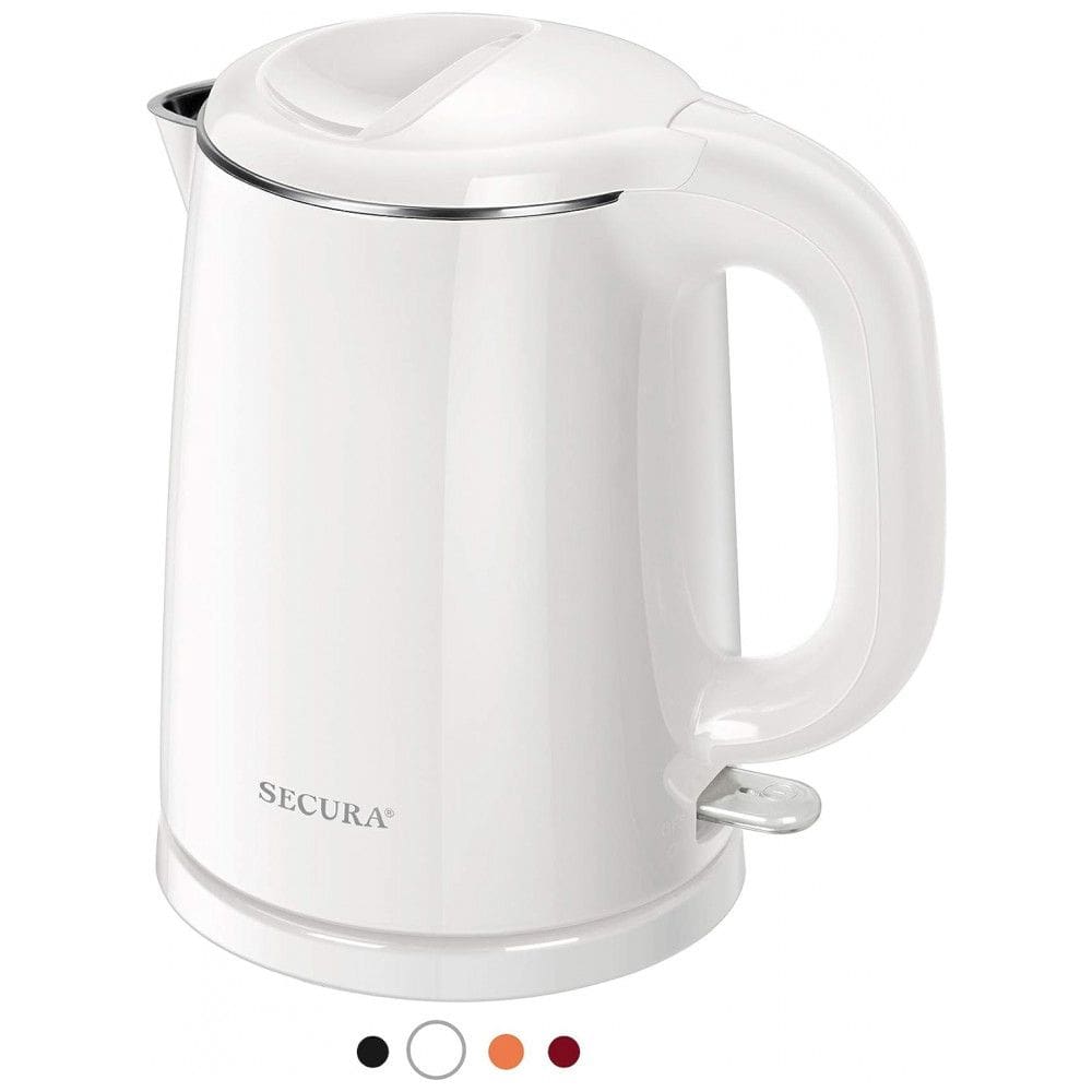 Chaleira Elétrica 1L em Aço Inoxidável com Desligamento Automático e Proteção Contra Fervura, Branca, 110v, SECURA SWK 1001DW, Branco