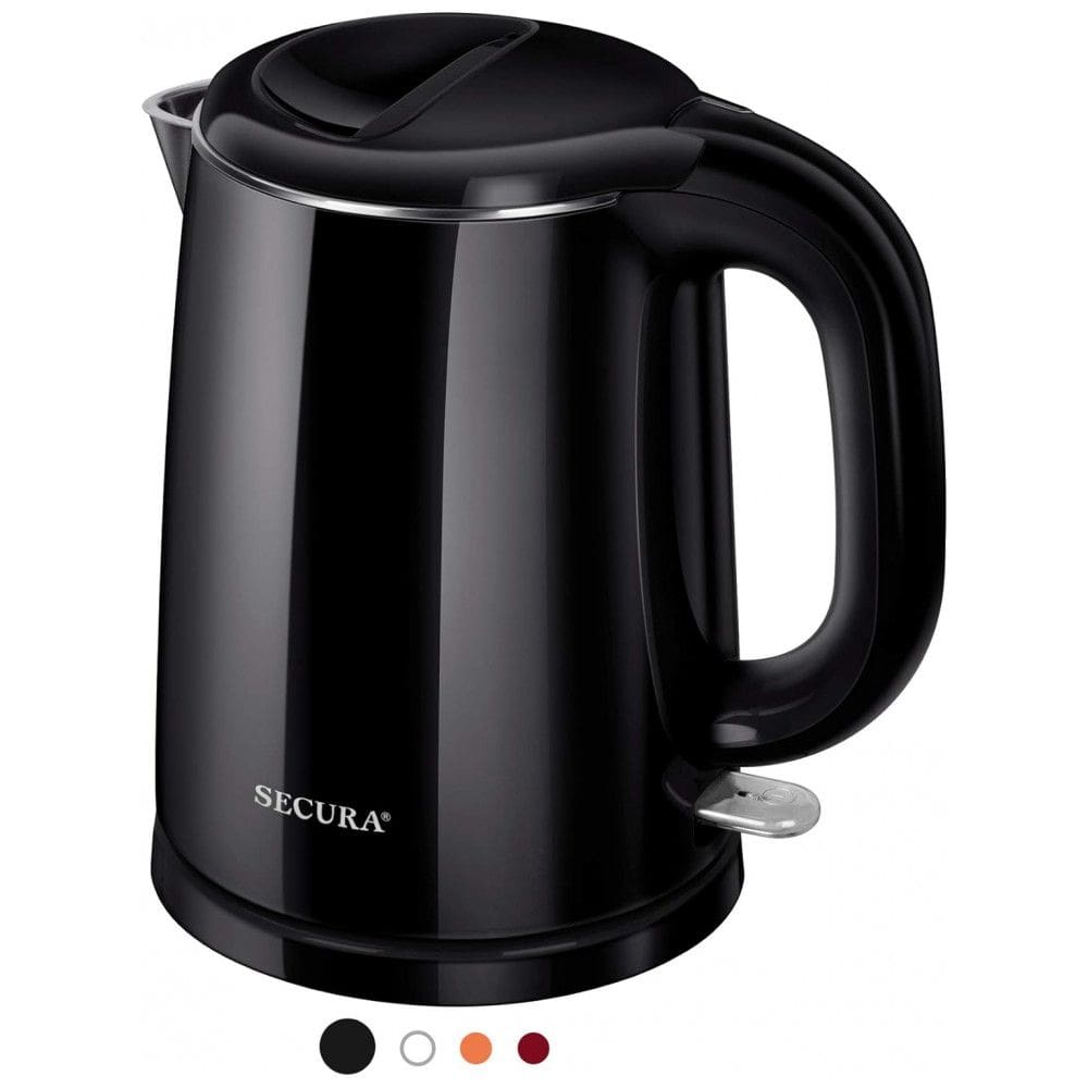 Chaleira Elétrica 1.7L em Aço Inoxidável com Desligamento Automático e Proteção Contra Fervura, 1000W, 110v, SECURA SWK 1001DB, Preto