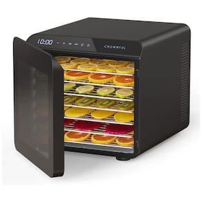 Desidratador de Alimentos com 7 Bandejas e Controle Digital, Aço Inoxidável 600W, 110v, CROWNFUL, Preto
