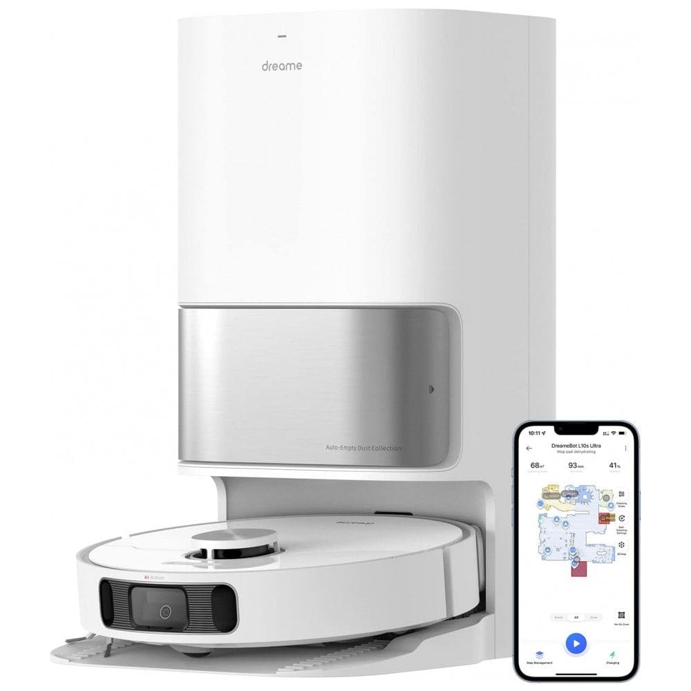 Aspirador de Pó Robô Dreametech L10s com Conexão via APP WI FI, Auto Esvaziamento e Mapeamento Multinível, 110V, Branco
