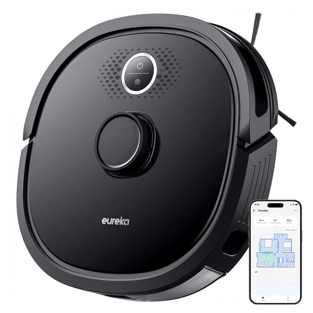 Aspirador de Pó Robô Eureka NER650 com Conexão via APP WI FI e Mapeamento Multinível, 110V, Preto