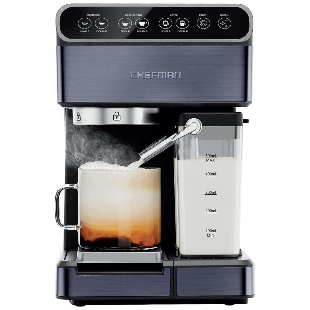 Cafeteira Elétrica Programável Expresso 6 em 1 Reservatório 1,8L Potência 20 Bar 1350W, 110v, CHEFMAN RJ54 BP BLACK, Cinza