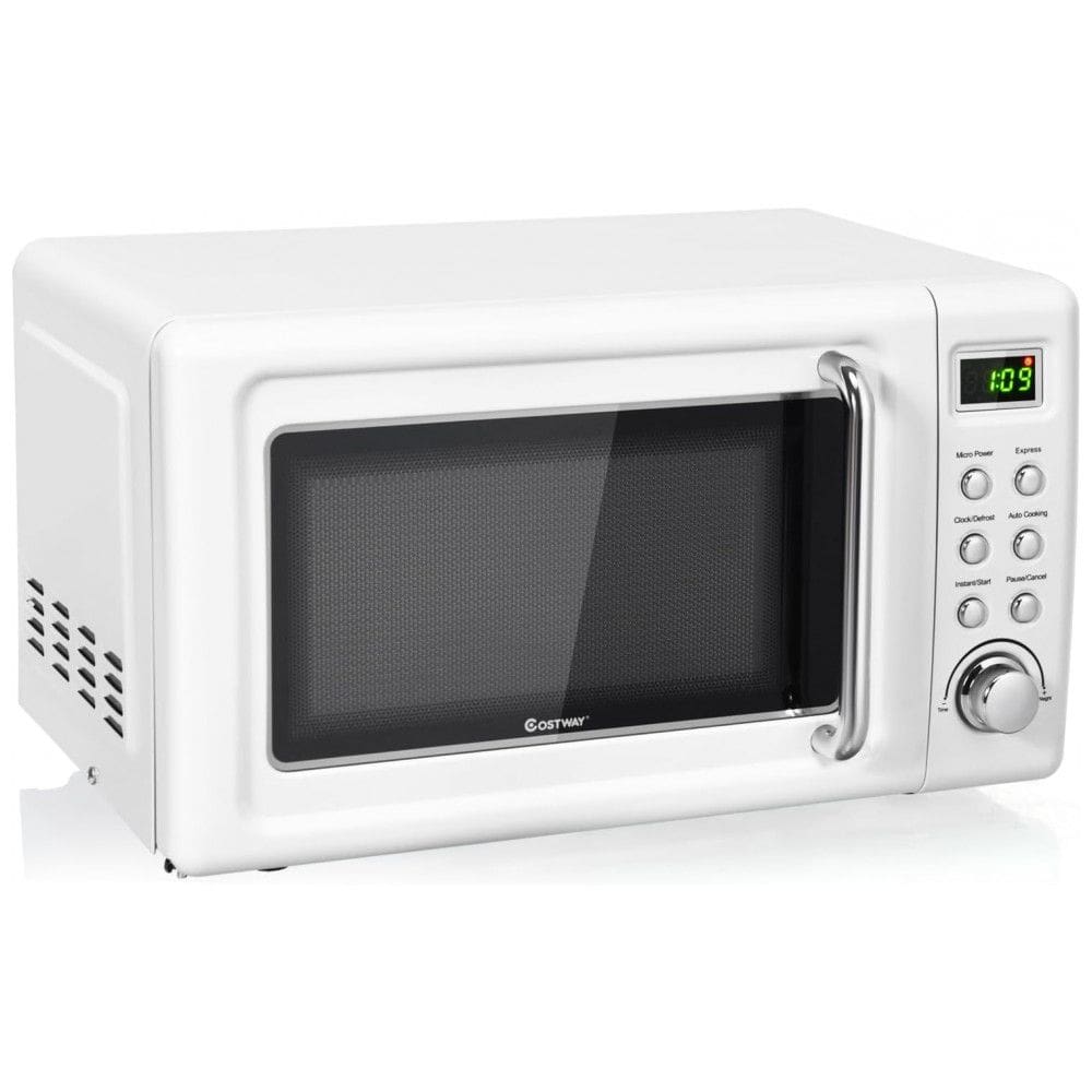 Micro Ondas Retrô de Bancada com 5 Configurações 700W, 110v, COSTWAY 23853WH CYPE, Branco