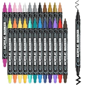 Marcadores de pintura Amagle, 24 cores, acrílico, ponta dupla para arte