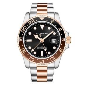 Relógio Meridian 3965 42mm, Mostrador Preto, Pulseira de aço Inoxidável Rosa, Stuhrling