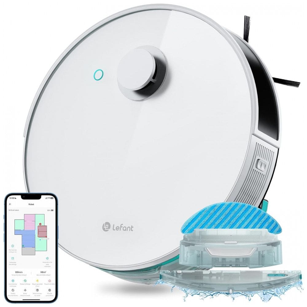 Aspirador de Pó Robô com Conexão via APP WI FI e Mapeamento Multinível, 110V, Lefant N3, Branco