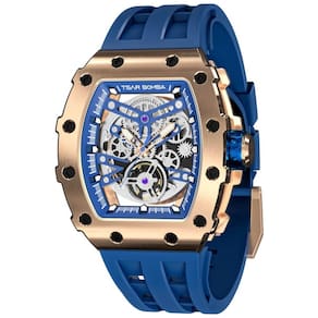 Relógio Masculino Automático Analógico a Prova dÁgua 50M, TSAR BOMBA TB 8208SGLZ, Azul