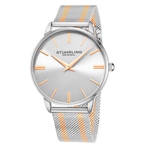 Relógio Masculino Stuhrling Preston 3998 Quartzo 42mm, Prata e Rosa