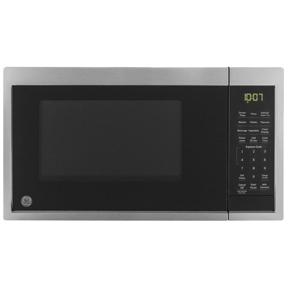 Micro Ondas de Bancada em Aço Inoxidável 25L com 12 Programas, 110V 900W, GE, Prata