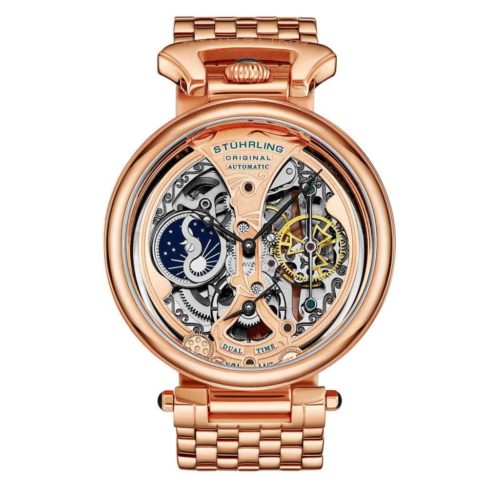 Relógio Masculino Stuhrling Grandeur 4003 Automático 46mm, Ouro Rosa