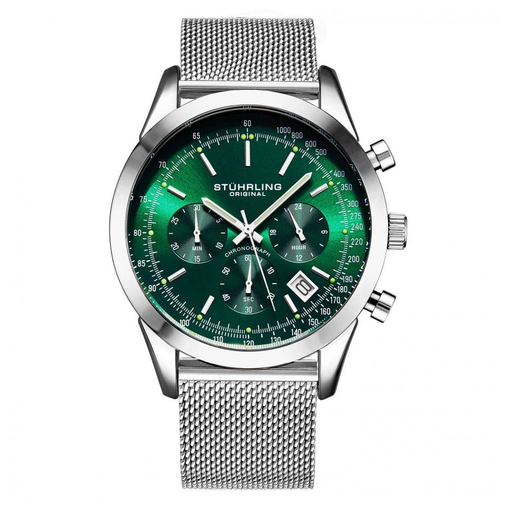 Relógio Masculino Stuhrling Rialto Quartzo 44mm com Cronográfo, Prata e Verde