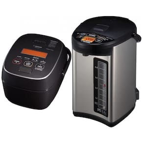 Kit Panela de Arroz Elétrica 5,5 Xícaras NW JEC10BA e Chaleira Elétrica 5 Litros JAC50XB, 110V, Zojirushi, Preta