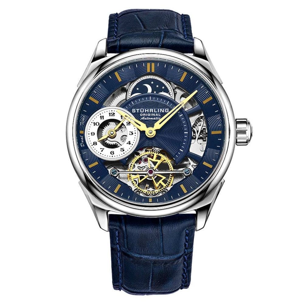 Relgio Presidia 943A Automtico 42mm Mostrador Azul e Pulseira de Couro Azul - Stuhrling