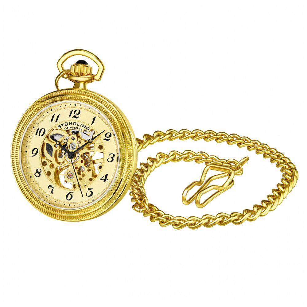 Relógio de Bolso Masculino Stuhrling Provost 980 de Corda Manual, Dourado