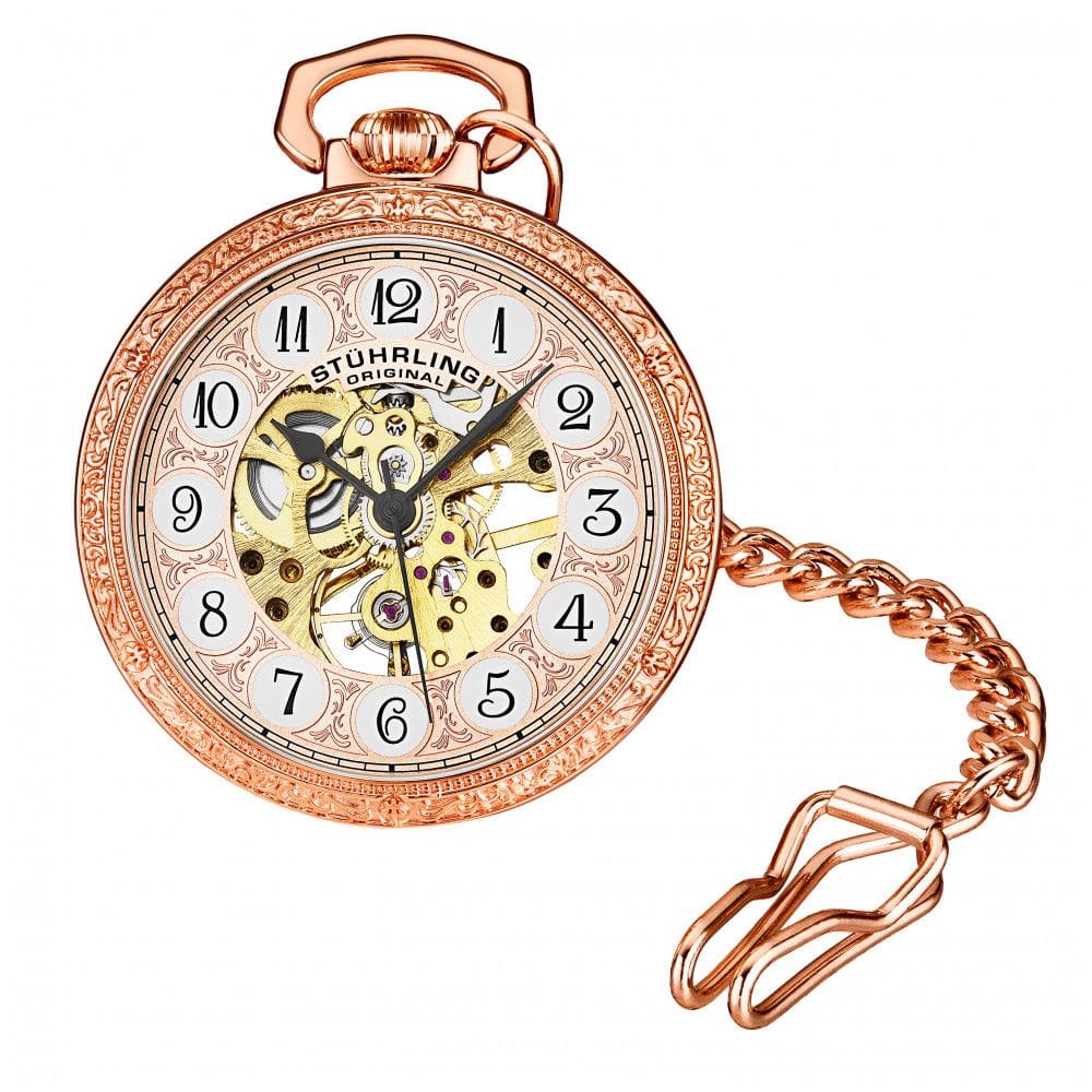 Relógio de Bolso Masculino Stuhrling Jove 986 de Corda Manual 48mm, Dourado
