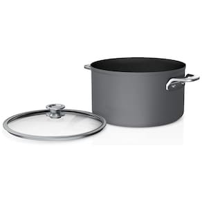 Caldeirão Antiaderente 8 Litros com Tampa de Vidro, Aço Anodizado, Ninja C50480, Cinza