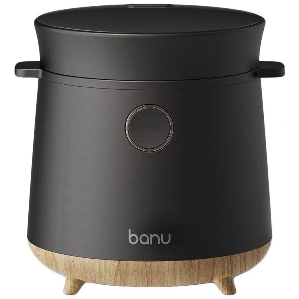 Mini Panela de Arroz Elétrica até 3 xícaras não Cozidas, 110V, Banu, Preta