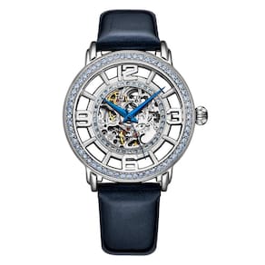 Relógio Automático Winchester 3941, Mostrador Prateado, Pulseira de Couro Azul Fivela Tang Prata by Stuhrling.