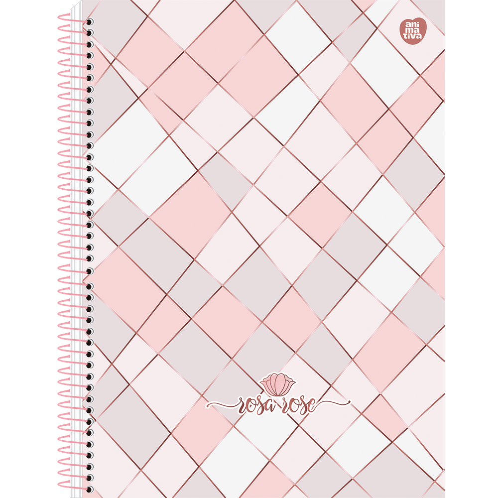 Caderno Espiral Universitário Capa Dura 15 Matérias 240 Folhas Rosa Rose Animativa