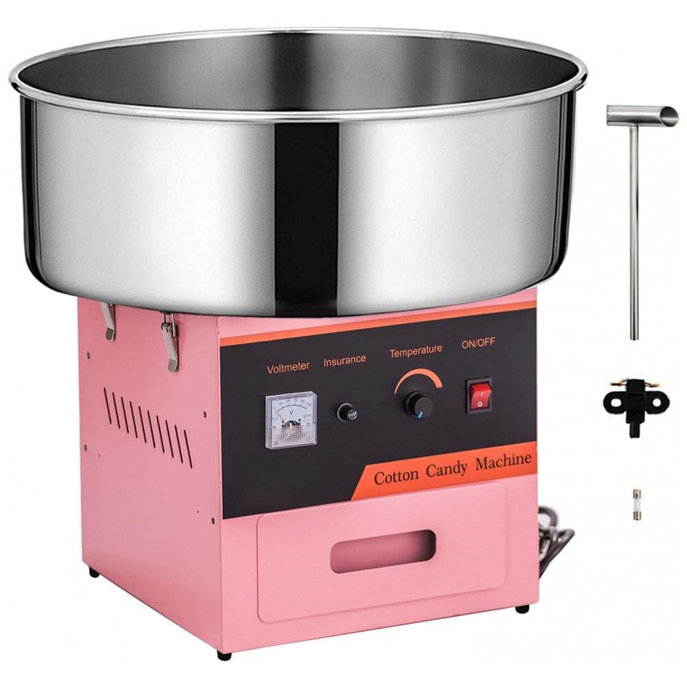 Máquina de Algodão Doce Elétrica Profissional em Aço Inoxidável, 110V 1000W, TIANAI, Rosa