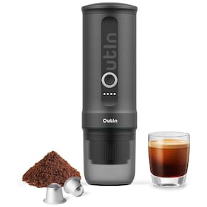 Mini Máquina de Café Expresso Portátil 80mL, 12V, Outin, Cinza